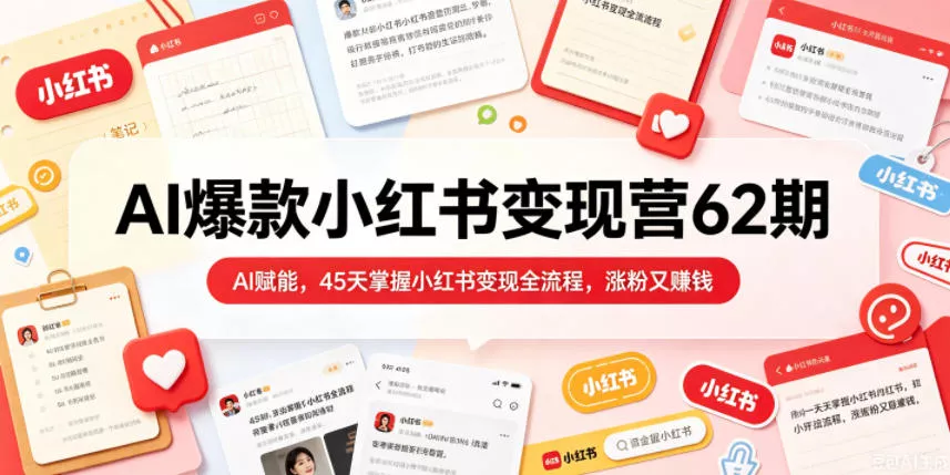 AI爆款小红书变现营62期2026年5月，AI赋能，45天掌握小红书变现全流程，涨粉又賺钱 - 小萌资源网