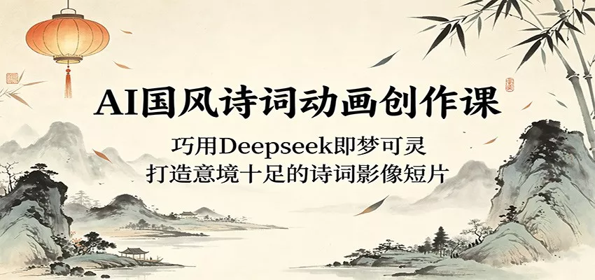 AI国风诗词动画创作课：巧用Deepseek即梦可灵，打造意境十足的诗词影像短片 - 小萌资源网