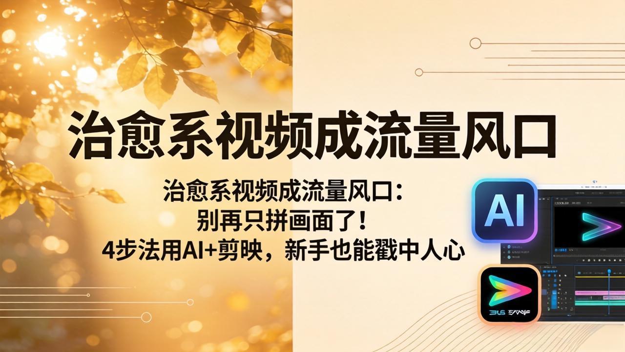 治愈系视频成流量风口：别再只拼画面了！4步法用AI+剪映，新手也能戳中人心 - 小萌资源网