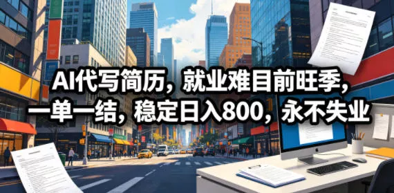 AI代写简历，就业难目前旺季，一单一结，稳定日入800，永不失业 - 小萌资源网