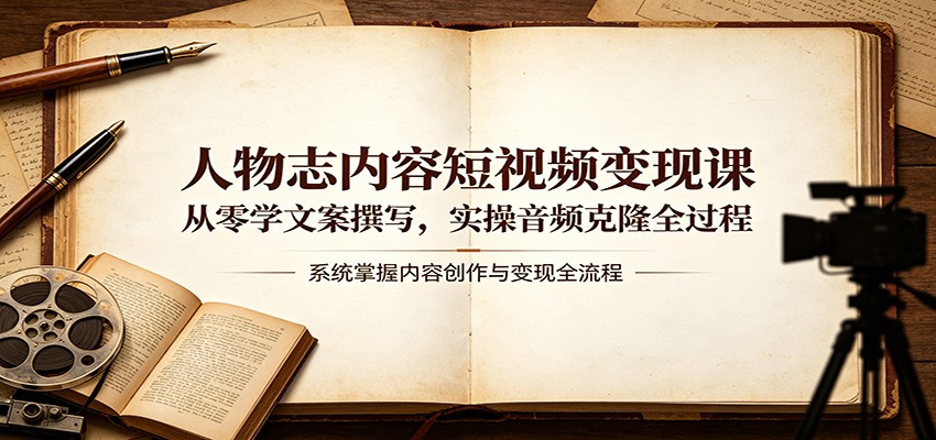 人物志内容短视频变现课：从零学文案撰写，实操音频克隆全过程 - 小萌资源网