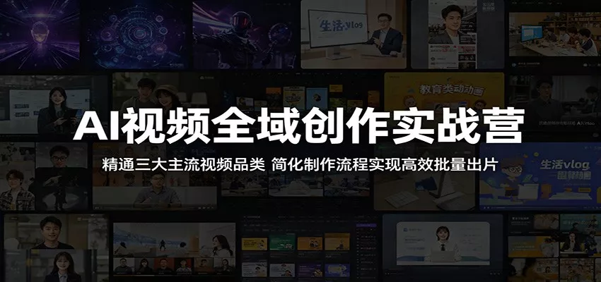 AI视频全域创作实战营：精通三大主流视频品类，简化制作流程实现高效批量出片 - 小萌资源网