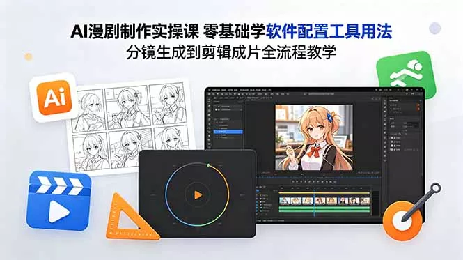 AI漫剧制作实操课 零基础学软件配置工具用法 分镜生成到剪辑成片全流程教学 - 小萌资源网