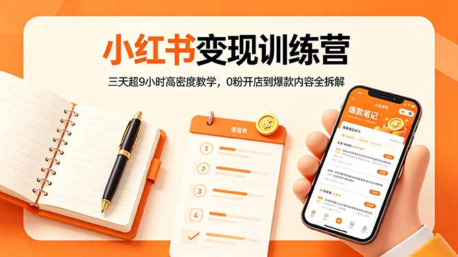 小红书变现训练营：三天超9小时高密度教学，0粉开店到爆款内容全拆解 - 小萌资源网