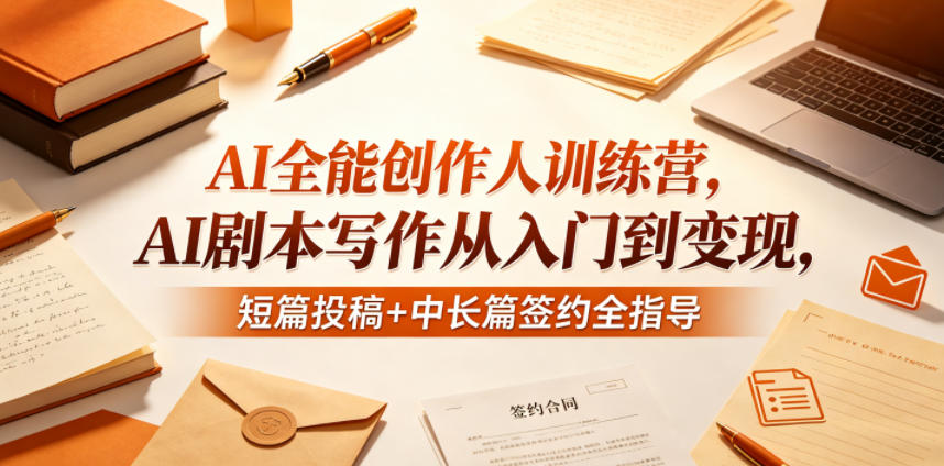 AI全能创作人训练营，AI剧本写作从入门到变现，短篇投稿+中长篇签约全指导 - 小萌资源网