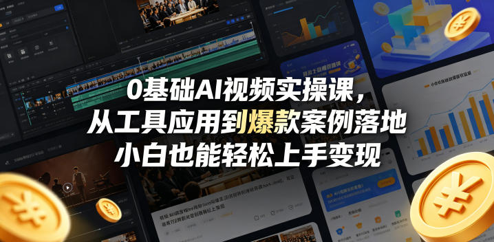 0基础AI视频实操课，从工具应用到爆款案例落地，小白也能轻松上手变现 - 小萌资源网