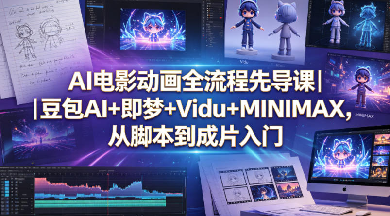 AI电影动画全流程先导课｜豆包AI+即梦+Vidu+MINIMAX，从脚本到成片入门 - 小萌资源网