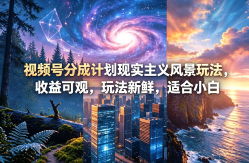 视频号分成计划现实主义风景玩法，收益可观，玩法新鲜，适合小白 - 小萌资源网
