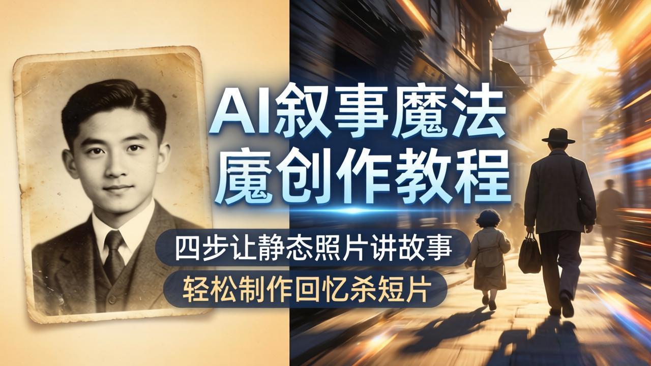 AI叙事魔法创作教程，四步让静态照片讲故事，老照片修复加动态特效，轻松制作回忆杀短片 - 小萌资源网