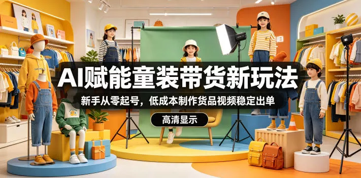 AI赋能童装带货新玩法，新手从零起号，低成本制作货品视频稳定出单 - 小萌资源网