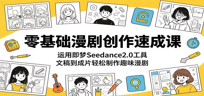 零基础漫剧创作速成课：运用即梦Seedance2.0工具，文稿到成片轻松制作趣味漫剧 - 小萌资源网