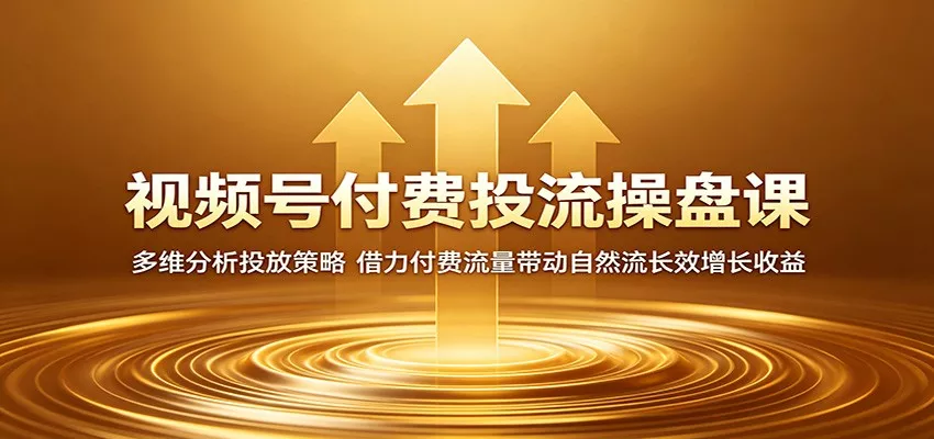 视频号付费投流操盘课：多维分析投放策略，借力付费流量带动自然流长效增长收益 - 小萌资源网