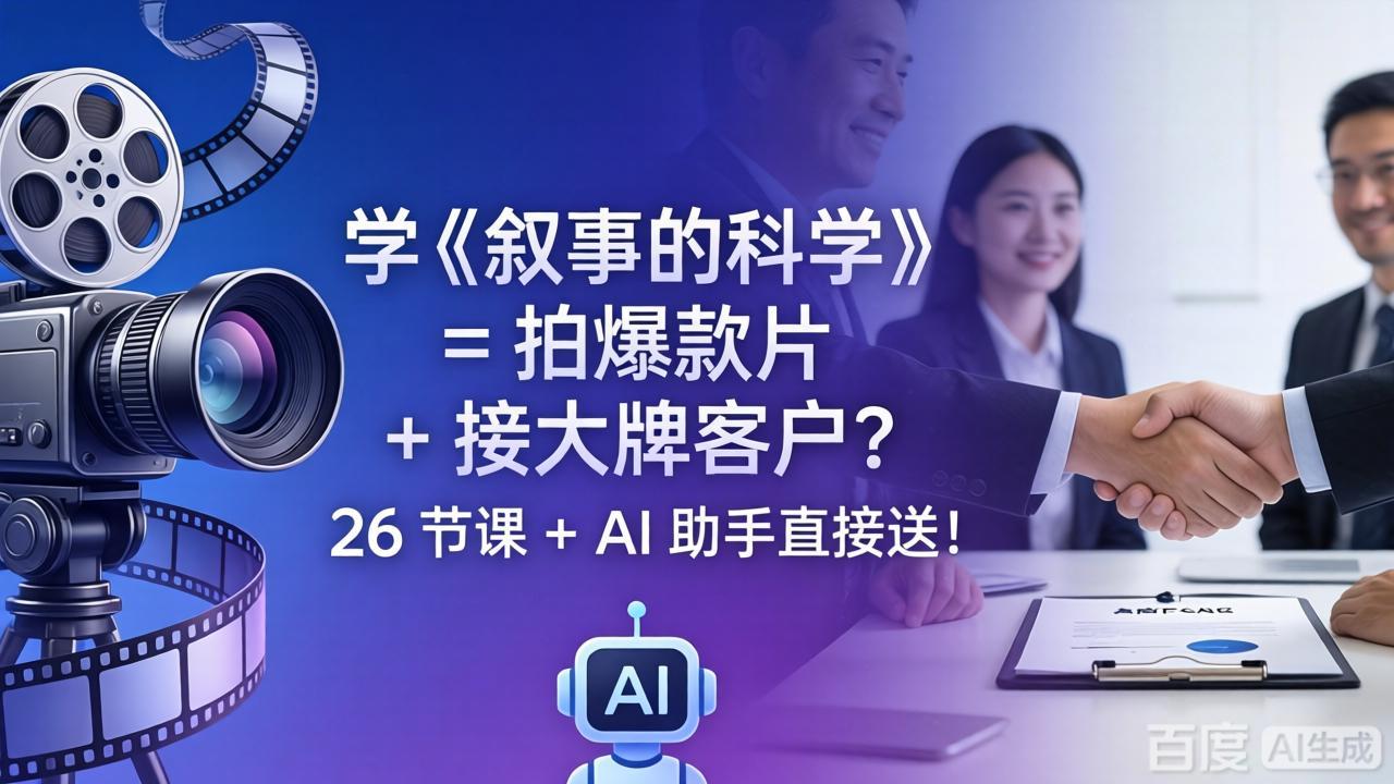 学《叙事的科学》= 拍爆款片 + 接大牌客户？26 节课 + AI 助手直接送！ - 小萌资源网