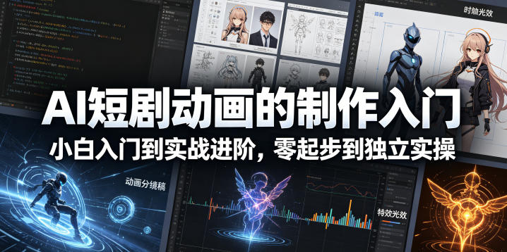 AI短剧动画的制作入门，小白入门到实战进阶，零起步到独立实操 - 小萌资源网