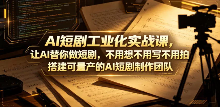 AI短剧工业化实战课，让AI替你做短剧，不用想不用写不用拍，搭建可量产的AI短剧制作团队 - 小萌资源网