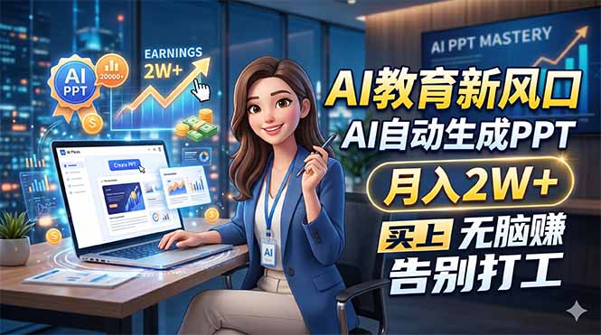 AI教育新风口，AI自动生成PPT，月入2W+，无脑赚，告别打工 - 小萌资源网