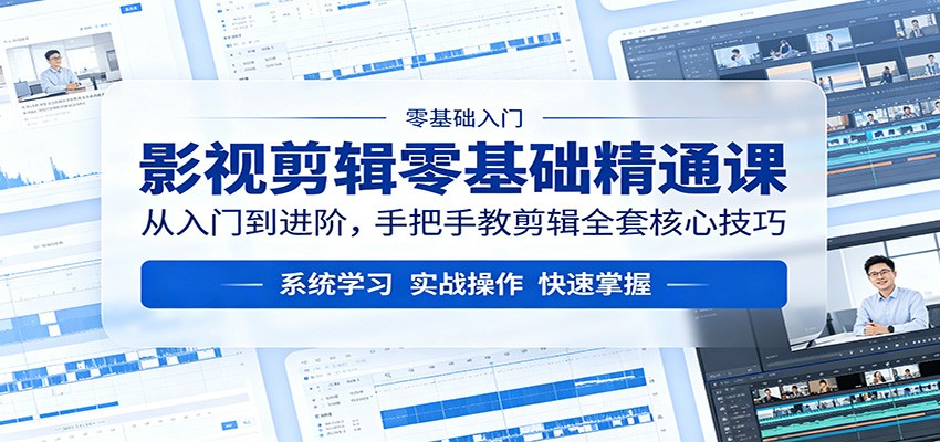 影视剪辑零基础精通课：从入门到进阶，手把手教剪辑全套核心技巧 - 小萌资源网