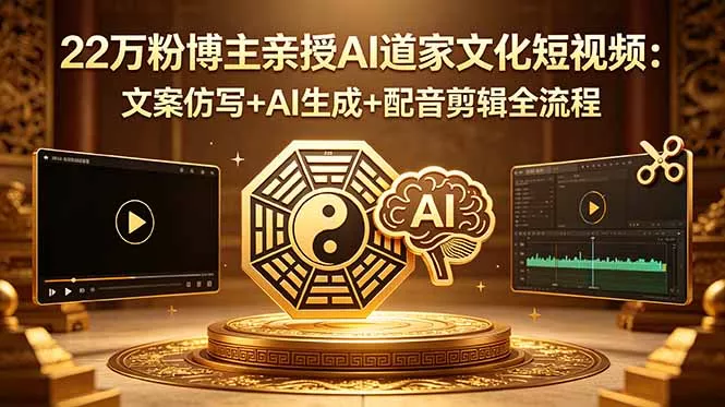 22万粉博主亲授AI道家文化短视频：文案仿写+AI生成+配音剪辑全流程 - 小萌资源网