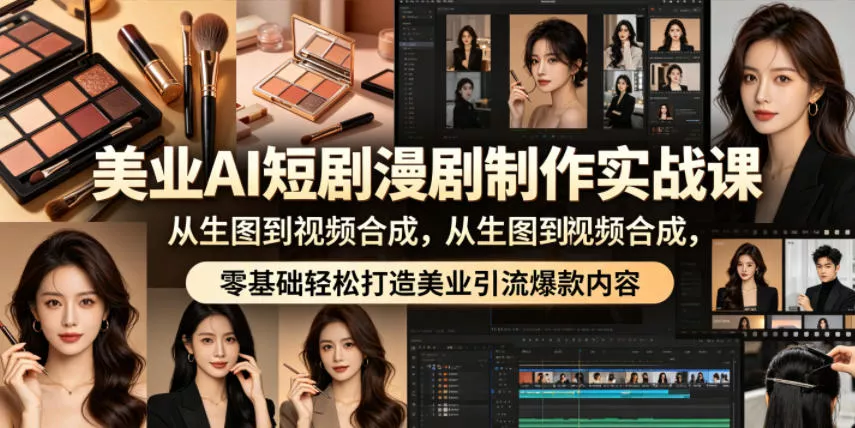美业AI短剧漫剧制作实战课，从生图到视频合成，零基础轻松打造美业引流爆款内容 - 小萌资源网
