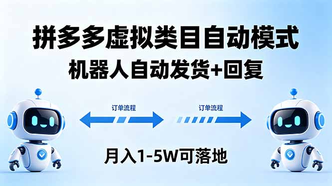 多多虚拟类目自动模式，机器人自动发货 + 回复，月入 1-5W 可落地 - 小萌资源网