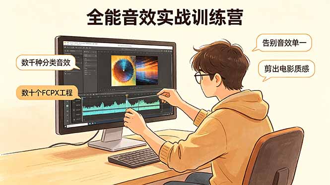 全能音效实战训练营：数千种分类音效+数十个FCPX工程，告别音效单一，剪出电影质感 - 小萌资源网
