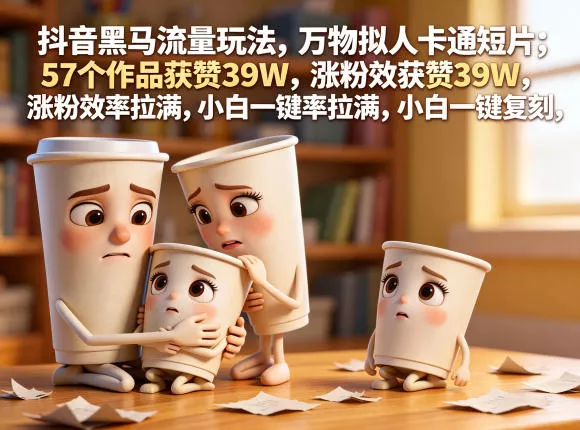 抖音黑马流量玩法，万物拟人卡通短片，57个作品获赞39W，涨粉效率拉满，小白一键复刻，保姆级拆解 - 小萌资源网