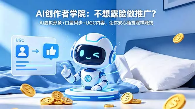 AI创作者学院：不想露脸做推广？AI虚拟形象+口型同步+UGC内容，让你安心睡觉照样赚钱 - 小萌资源网