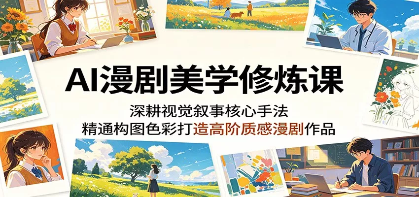 AI漫剧美学修炼课：深耕视觉叙事核心手法，精通构图色彩打造高阶质感漫剧作品 - 小萌资源网