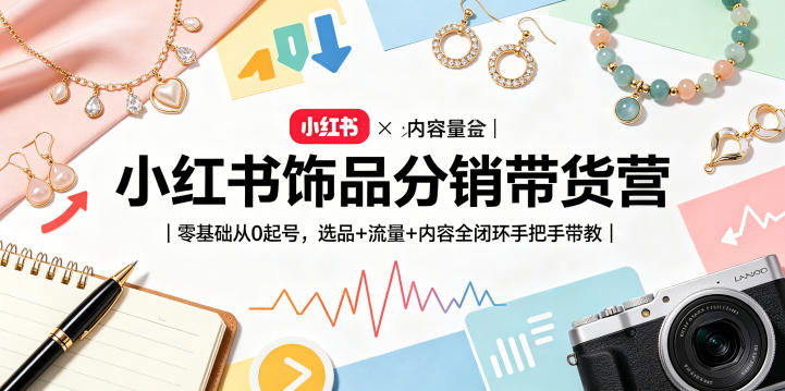 小红书饰品分销带货营｜零基础从0起号，选品+流量+内容全闭环手把手带教 - 小萌资源网