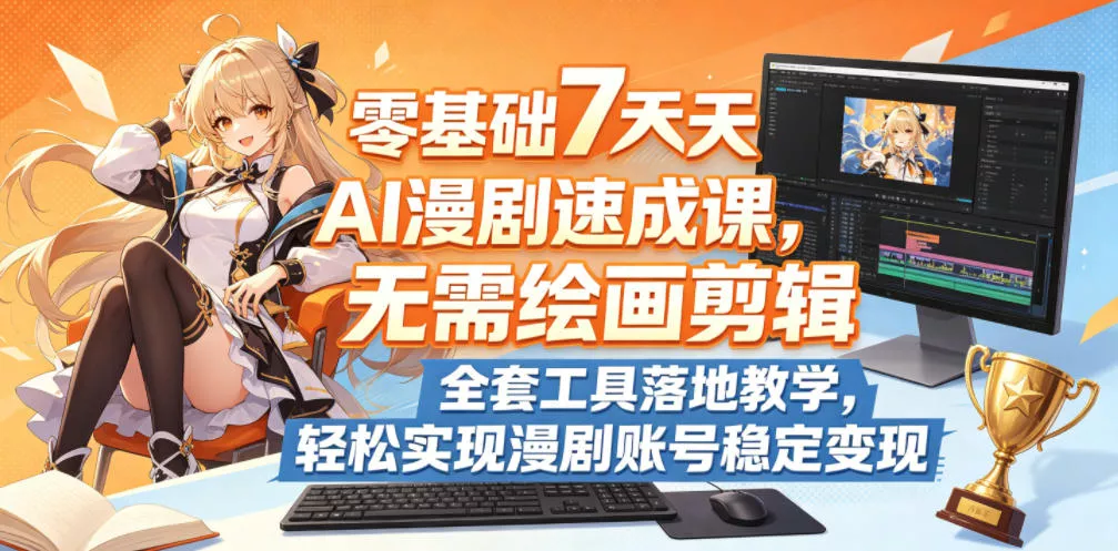 零基础7天AI漫剧速成课，无需绘画剪辑，全套工具落地教学，轻松实现漫剧账号稳定变现 - 小萌资源网