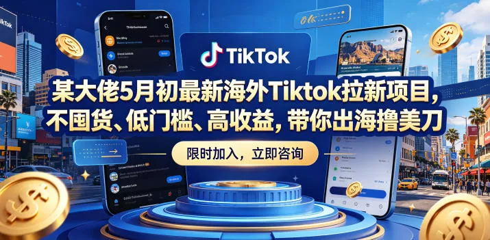某大佬5月初最新海外Tiktok拉新项目，不囤货、低门槛、高收益，带你出海撸美刀 - 小萌资源网