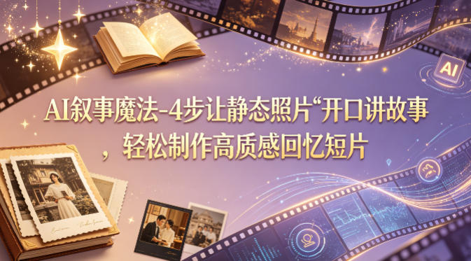 AI叙事魔法-4步让静态照片“开口讲故事”，轻松制作高质感回忆短片 - 小萌资源网