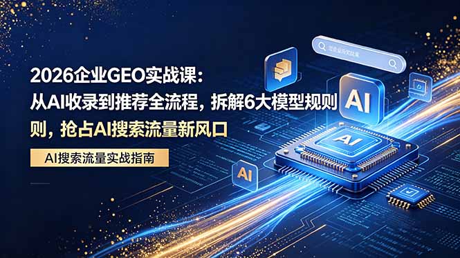 2026 企业GEO实战课：从AI收录到推荐全流程，拆解6大模型规则，抢占 AI 搜索流量新风口 - 小萌资源网