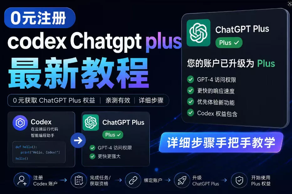 0元全自动注册codex gpt plus最新教程，0元获取GPT Plus权益，手把手详细教学 - 小萌资源网
