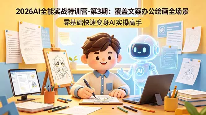 2026AI全能实战特训营-第3期：覆盖文案办公绘画全场景 零基础快速变身AI实操高手 - 小萌资源网