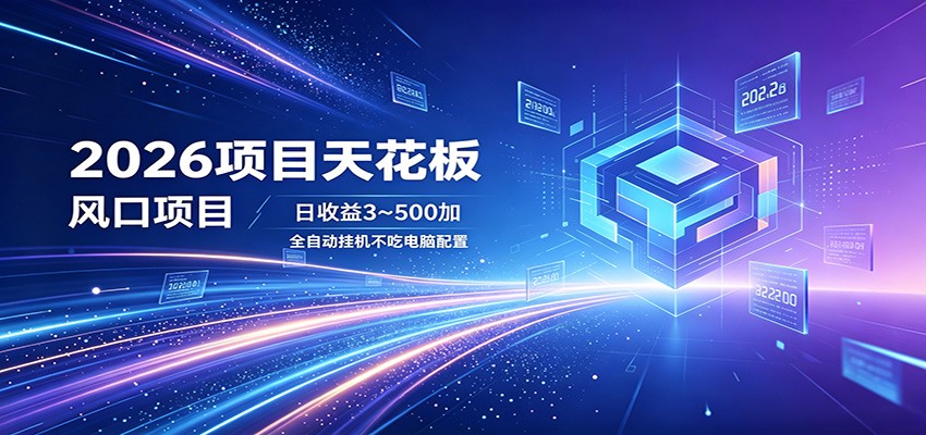 2026项目天花板，风口项目，日收益3~500+全自动挂机，不吃配置 - 小萌资源网