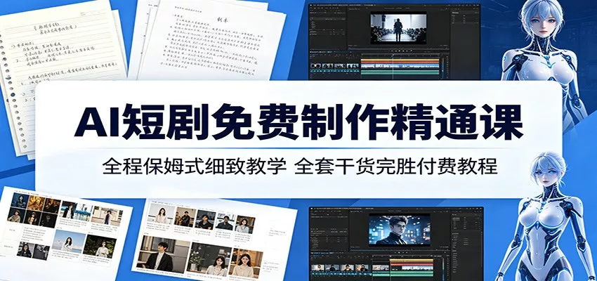 AI短剧免费制作精通课：全程保姆式细致教学，全套干货完胜付费教程 - 小萌资源网