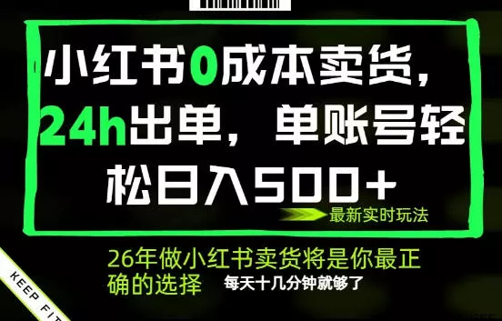 小红书0成本AI卖货，24小时出单，全流程托管，保底日入500+，每天十几分钟就够了【揭秘】 - 小萌资源网