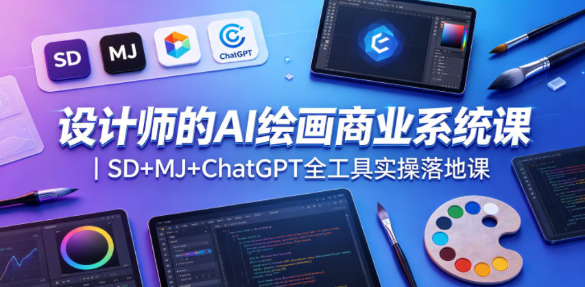 设计师的AI绘画商业系统课｜SD+MJ+ChatGPT全工具实操落地课 - 小萌资源网